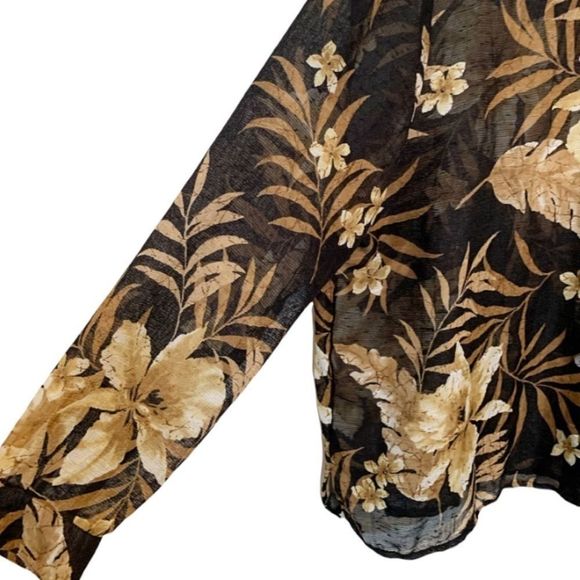 Alfred Dunner Top Blouse Button Down dressy Sheer Collar Size 16P Petite - Picture 3 of 8